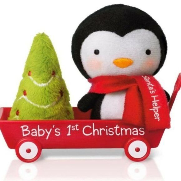Hallmark Keepsake Ornament Baby's 1st Christmas PENGUIN WAGON - Picture 1 of 8